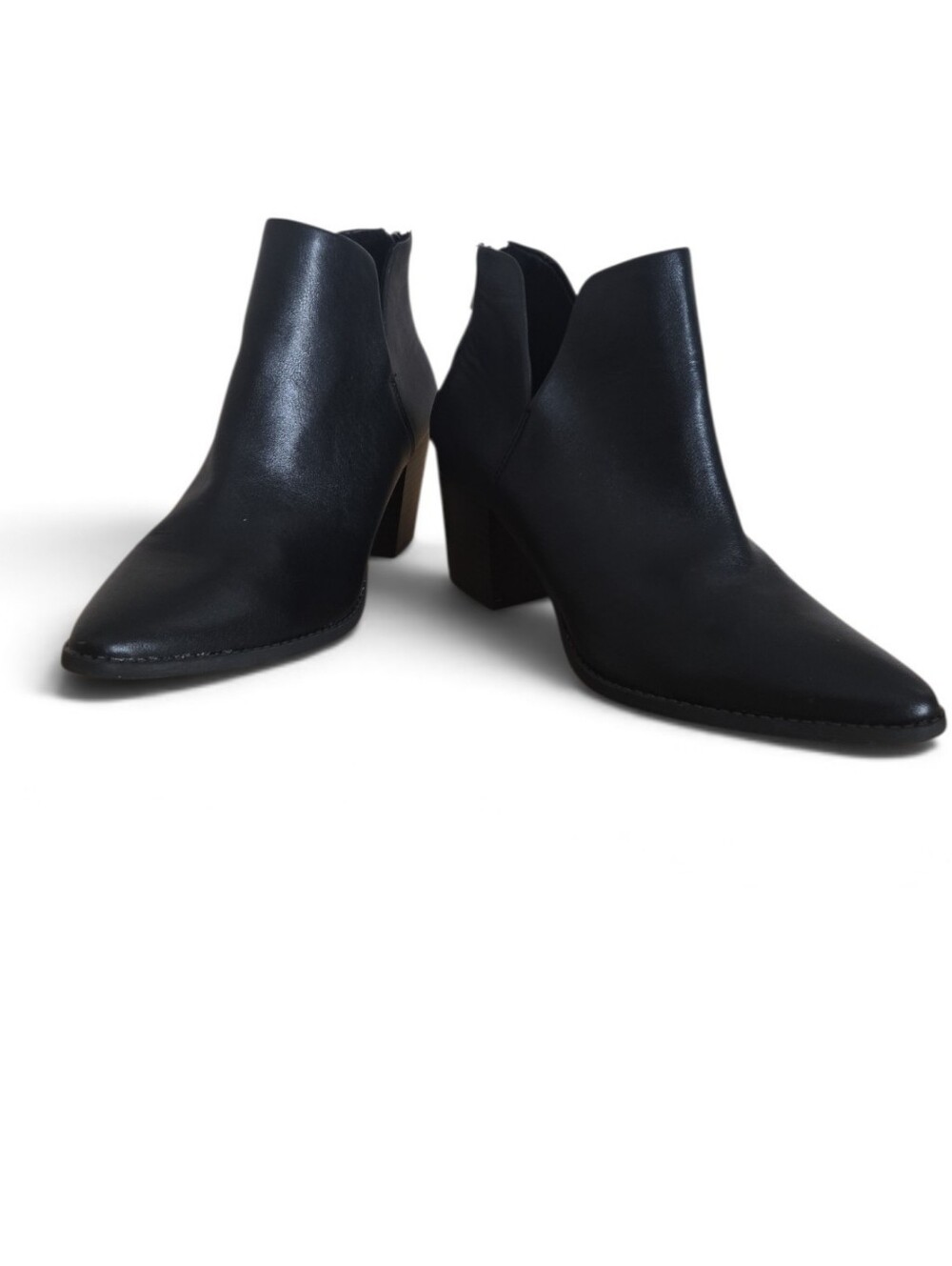 Sun + Stone Elizaa Black Pointed Toe V-Notch Ankle Booties Size 8.5 NWOT